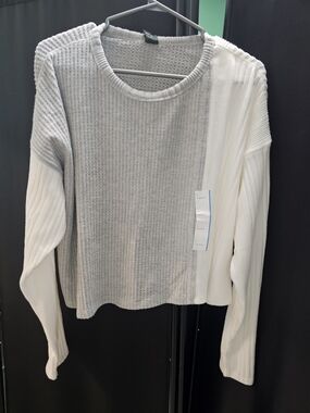 Target Light Gray Ribbed Knit Crewneck Sweater